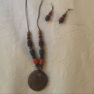 Tagua necklace and earring set